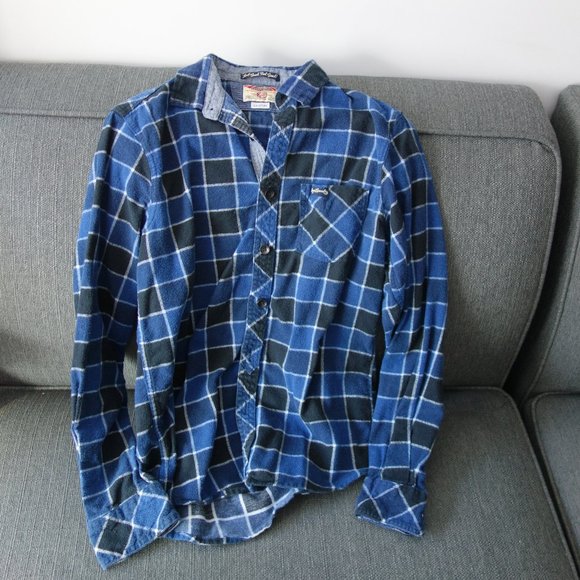 Tokyo Landry Blue Plaid Casual Button Down Shirt Size S - Picture 1 of 10